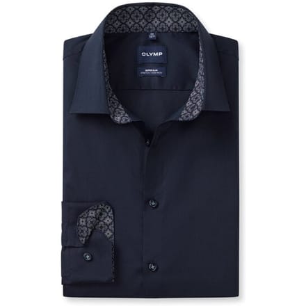 OLYMP No. Six Overhemd, Super Slim, Kent, Marineblauw