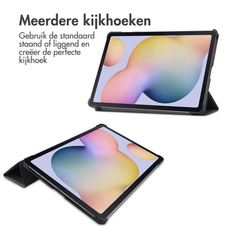 imoshion Tablet Hoes - Geschikt voor Samsung Galaxy Tab S7 FE / Galaxy Tab S7 Plus / Galaxy Tab S8 Plus - Trifold Bookcase - Zwart