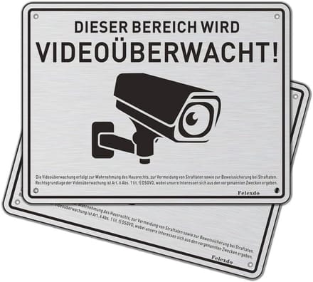 Videobewaking bord voor privépercelen - Aluminimum 20 x 15 cm - Zelfklevend