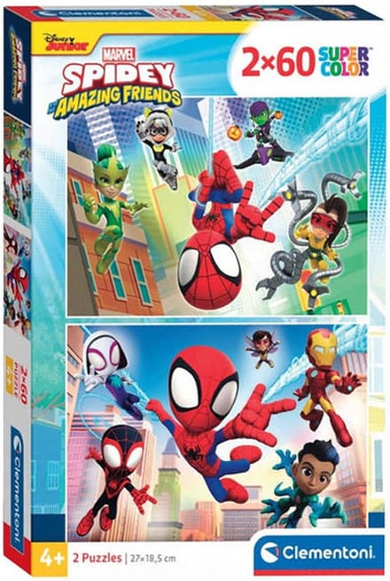 Clementoni Jigsaw Puzzle Super Color Spidey and His Amazing Friends 2x60pcs. 2D Puzzels