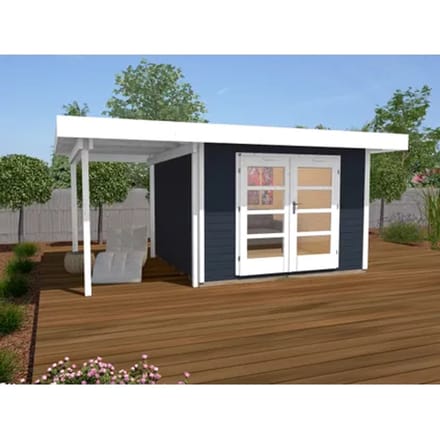 Weka Tuinhuis Met Overkapping 126+ Type A Gr1 Antraciet 240x500cm