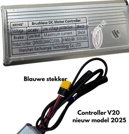 Fatbike V20 Controller - lange motorkabel onder accu