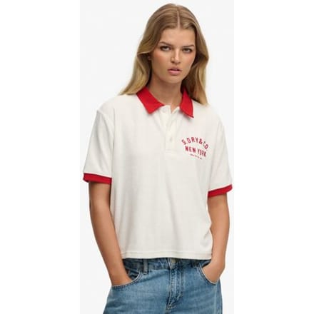 Superdry Heritage Terry Polo Crème Grootte: 34