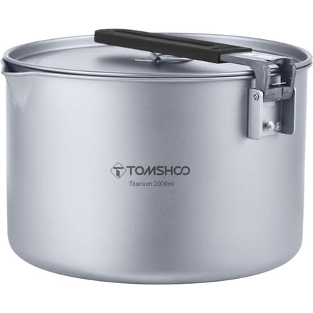 TOMSHOO Draagbare 2L Camping Soeppan met Deksel Opvouwbare Handgreep Buiten Titanium Kookpan 2L zilver