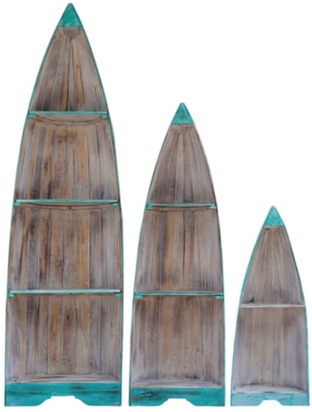 Set van drie Bootkasten S, M, L natural/turquoise