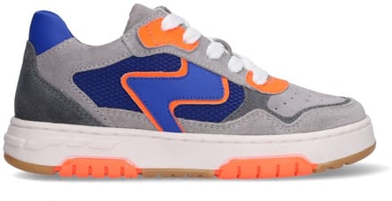 Braqeez 426176-481 Jongens Lage Sneakers - Blauw - Leer - Veters