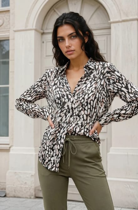 MI PIACE - Travel Blouse Abstracte Print MP60840 Deep Depth Kit - Maat : XS