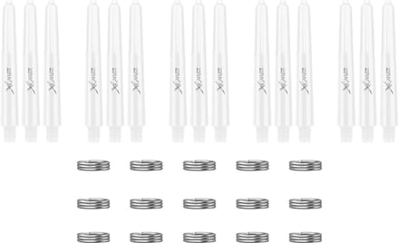 XQMax Dart Shafts - 5 Sets (15 stuks) - Short - Wit - Plus Veerringetjes - Darts Shafts