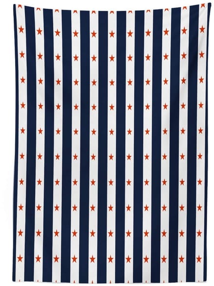ABAKUHAUS Tafelkleed 140x200 – satijnmix – indigo/wit/rood – machinewasbaar