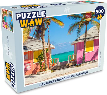 Puzzel Kleurrijke strandhutjes Caraiben - Legpuzzel - Puzzel 500 stukjes