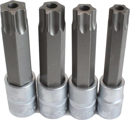 Torxdoppen met gat - 4 delig - 1/2 inch aansluiting - T70 tot T100 - ASTA