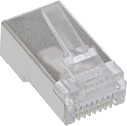 InLine® Modulaire stekker 8P8C RJ45 krimpen op ronde kabel, afgeschermd,100Stuks