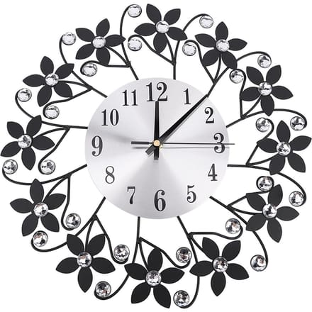 Moderne Metalen Wandklok Kristal Huis Kantoor Decor Stille Metalen Wandklok white