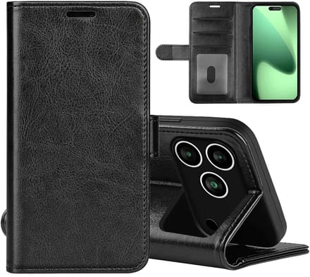 MobyDefend Hoesje - Geschikt voor iPhone 17 Pro Max - Wallet Book Case (Sluiting Achterkant) - Zwart