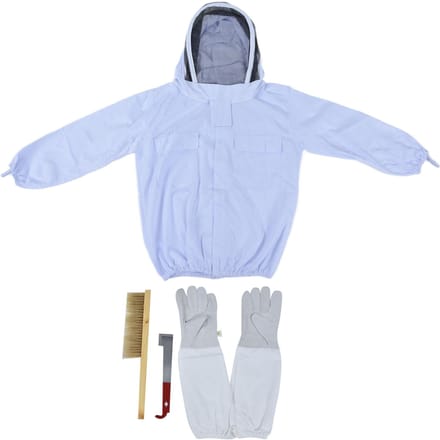 Imkerpak Set Beschermende Geventileerde Imkerjas Handschoenen Schraper Bijenborstel Gereedschapskit white