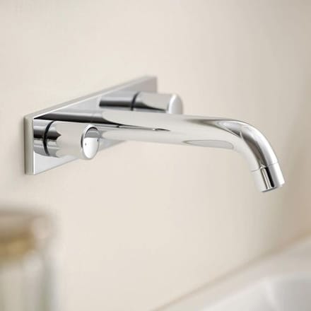 Geberit ONE washbasin mixer round design, wall-mounted two-handle mixer 116.460.21.1