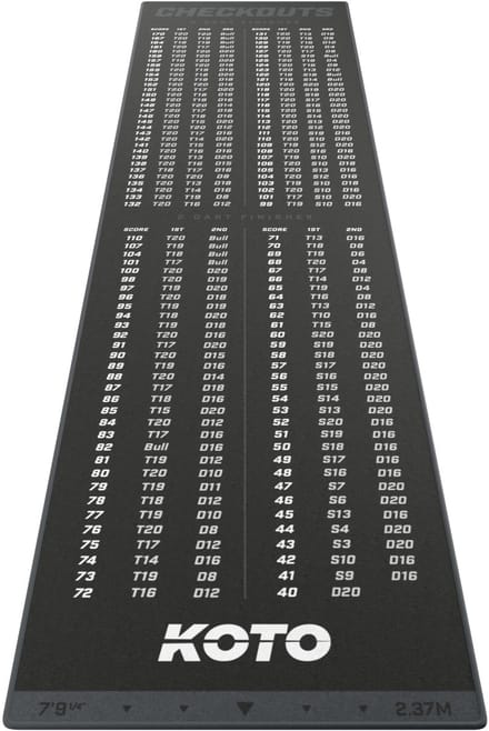 KOTO - Carpet Checkout Dartmat - Grijs 237 x 60 cm - Score Indicator - Antislip
