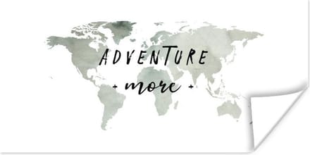 Muurdecoratie - Wereldkaart - Grijs - Quote - 80x40 cm - Poster
