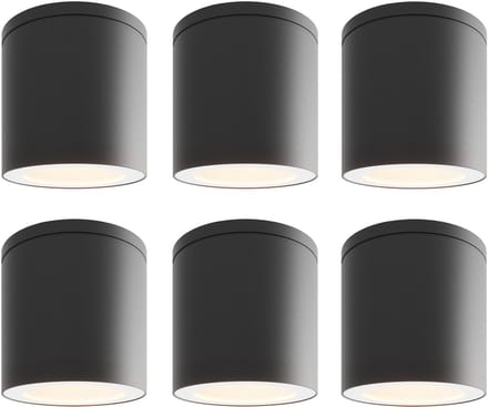 Ledvion - 6X LED Opbouwspot, Dimbaar, 3W, 2700K, IP54, Zwart