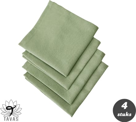 Tavas Servetten - 30 x 30 cm - Set van 4 stuks - Matchagroen - Katoen