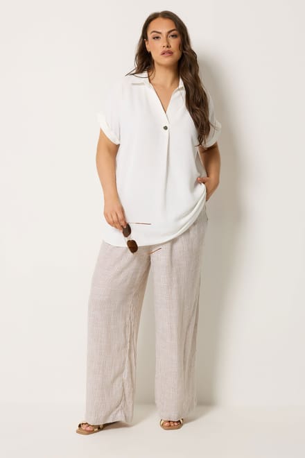 Yours Witte Blouse Met Halve Knoopsluiting Size 42