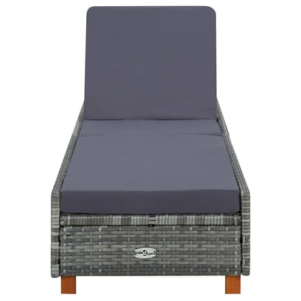 vidaXL Ligbed met kussen poly rattan grijs