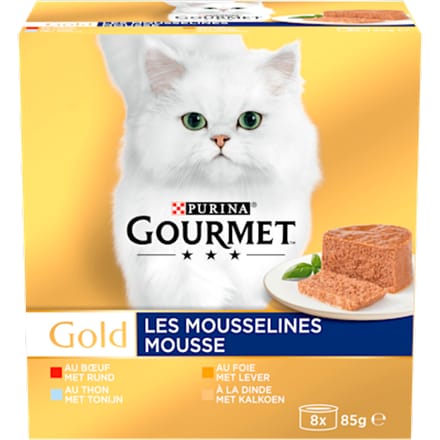 Gourmet Gold mousse tonijn, lever, kalkoen & rund voordeelpak