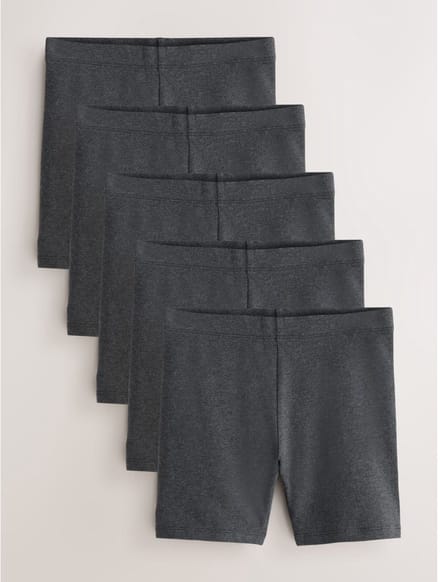 Next - Meisjes - Verpakking van 5 stretchy fietsshorts met hoog katoengehalte - Grijs