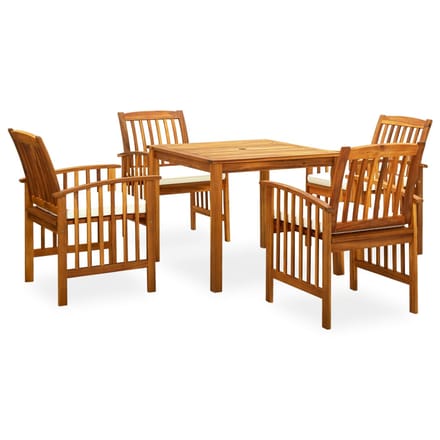 vidaXL - 5-delige - Tuinset - met - kussens - massief - acaciahout