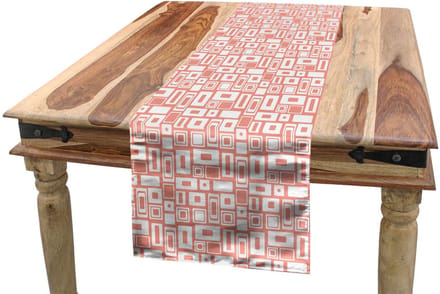 ABAKUHAUS Geometrische tafelloper – 40x225 cm – Blush & Wit