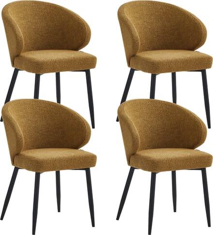 Colenis® - Ruby Eetkamerstoel - Set Van 4 – Cappuccino – Bouclé - Design