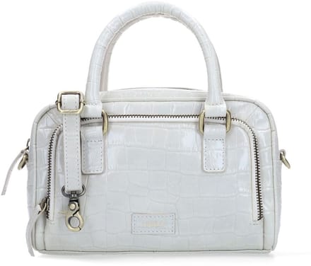 Manfield - Witte lakleren handtas met crocoprint