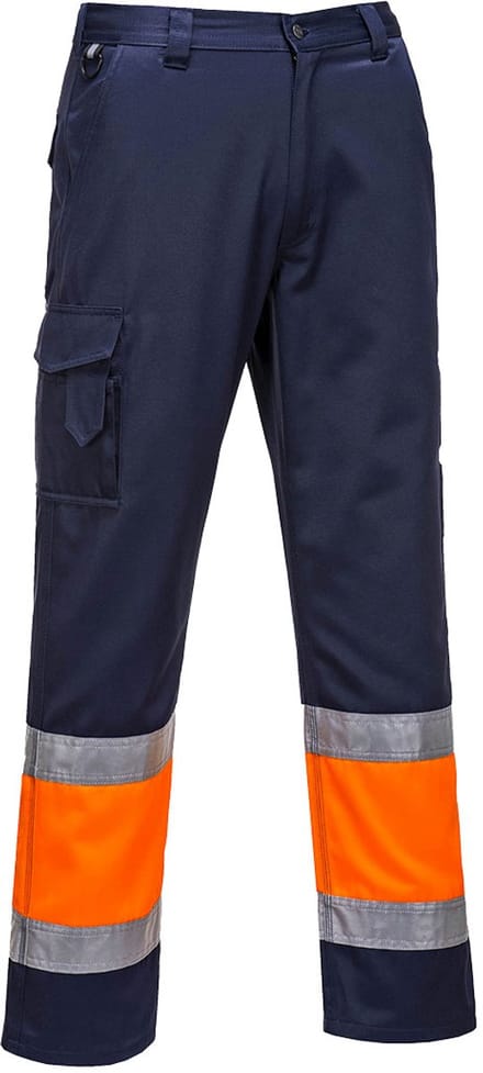 Portwest Hi-Vis Tweekleuren Combat Broek E049 - Oranje/Marine - S