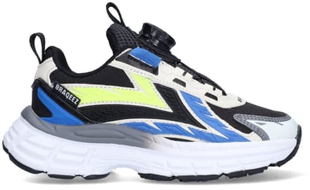 Braqeez 426004-723 Jongens Lage Sneakers - Blauw - Leer - Veters