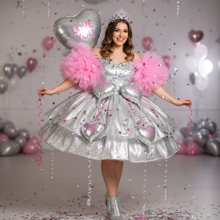 4 het moment hart folieballon - Love you - Zilver - Roze