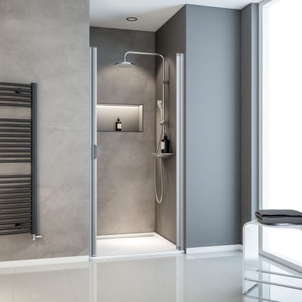 douchedeur- draaideur - nis - 90x180cm - alu - transparant veiligheidsglas