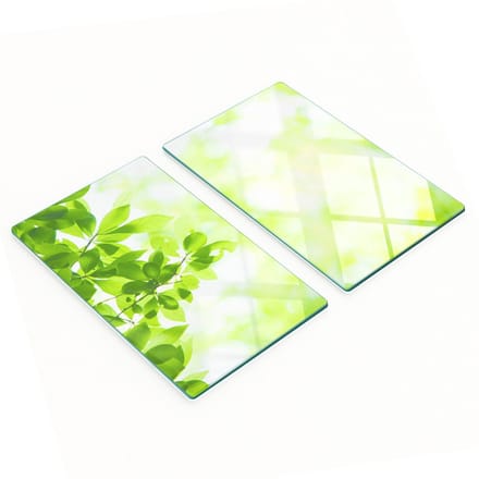 Keukenplanken van gehard glas met afbeeldingen, 2 stuks, bladeren, 2x30x52 cm