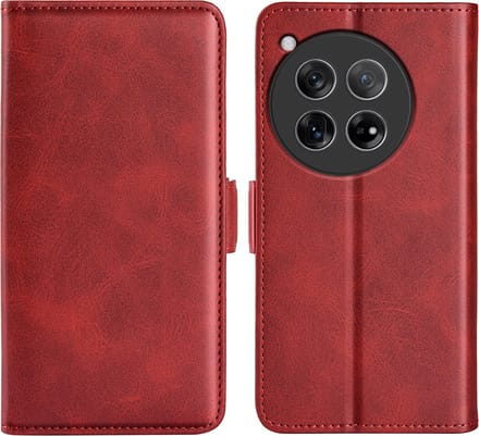 MobyDefend Hoesje - Geschikt voor OnePlus 12 - Luxe Wallet Book Case (Sluiting Zijkant) - Rood