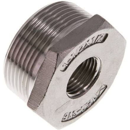 R 1 1/2'' x Rp 1/2'' M/F RVS Verloopring 16 Bar