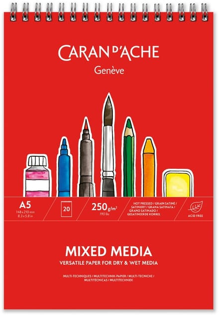 Caran d'Ache Mixed media papierblok met ringband A5 20 vel