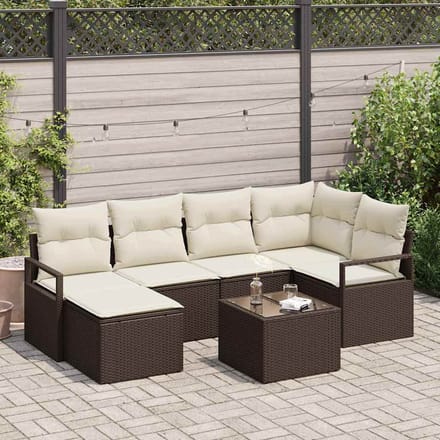 vidaXL Bankstel 7 st Bruin poly rattan