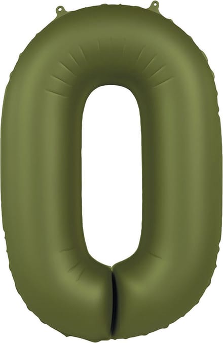 Folieballon Cijfer 0 - Olive Green - Ultra Matt - 86 cm
