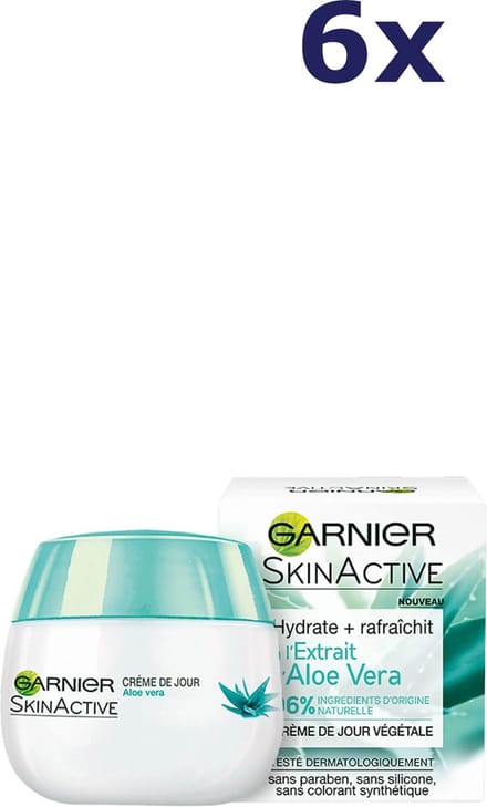 Garnier SkinActive Botanische Dagcrème met Aloë Vera Extract - Hydraterende Dagcrème voor ieder huidtype - 6x50 ml