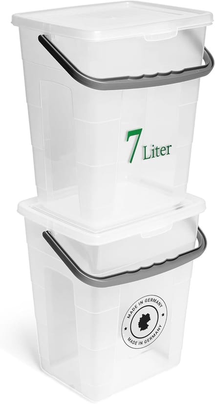 Novaliv 2x wasmiddeldoos met deksel 7 liter I Transparant I 23,5 x 18 x 26,5 cm I Doos waspoeder bewaardoos met handvat wasmiddel bewaarmiddel wasmiddelcontainer waspoedercontainer