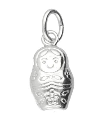 Zilveren Babushka - Matroesjka poppetje kettinghanger