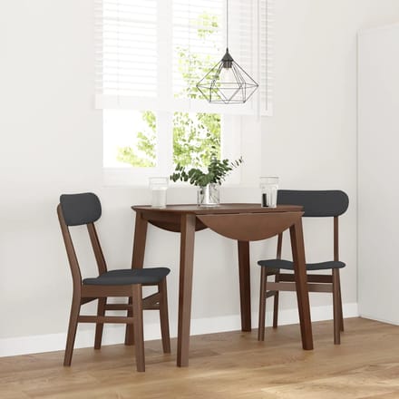 vidaXL - Eetkamerstoelen - met - kussens - 2 - st - massief - hout - rubber - bruin