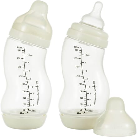 Difrax Babyfles Breed - 310 ml - Wit - 2 Stuks - S-fles - Anti Koliek