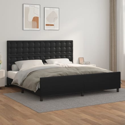 vidaXL - Bedframe - met - hoofdeinde - kunstleer - zwart - 200x200 - cm