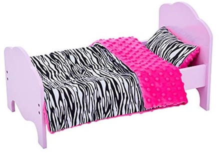 Roze Zebra Bed voor 18" Poppen - Kinderspeelgoed en Accessoires