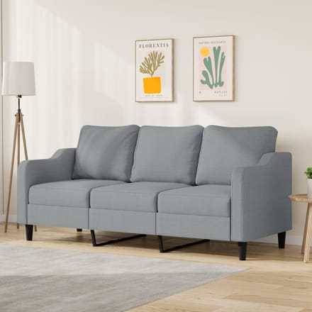 Vidaxl Bank 3-Persoons, Lichtgrijs, 180 Cm, Bekleed met Stof